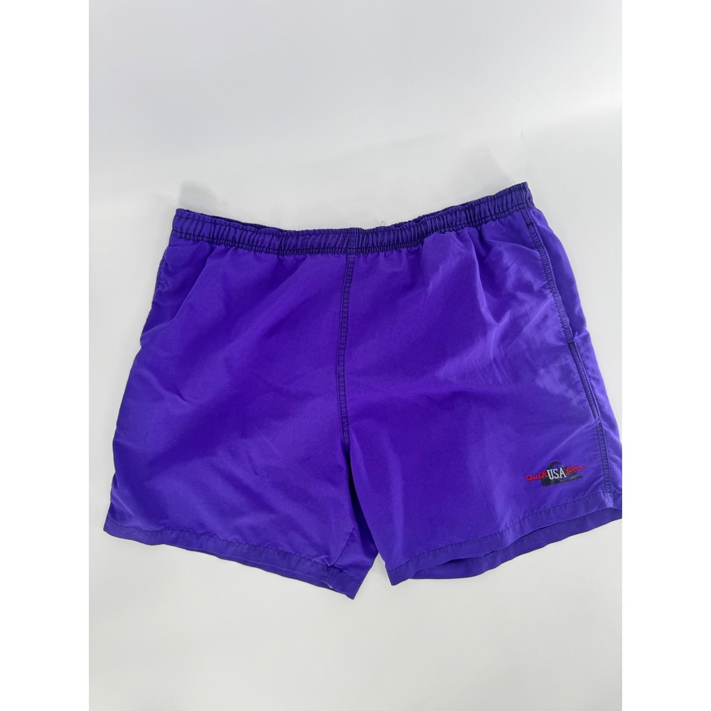 Quiksilver Swim Shorts Mens 34 Purple Vntg USA Silver Board Shorts Nylon 90s Y2K